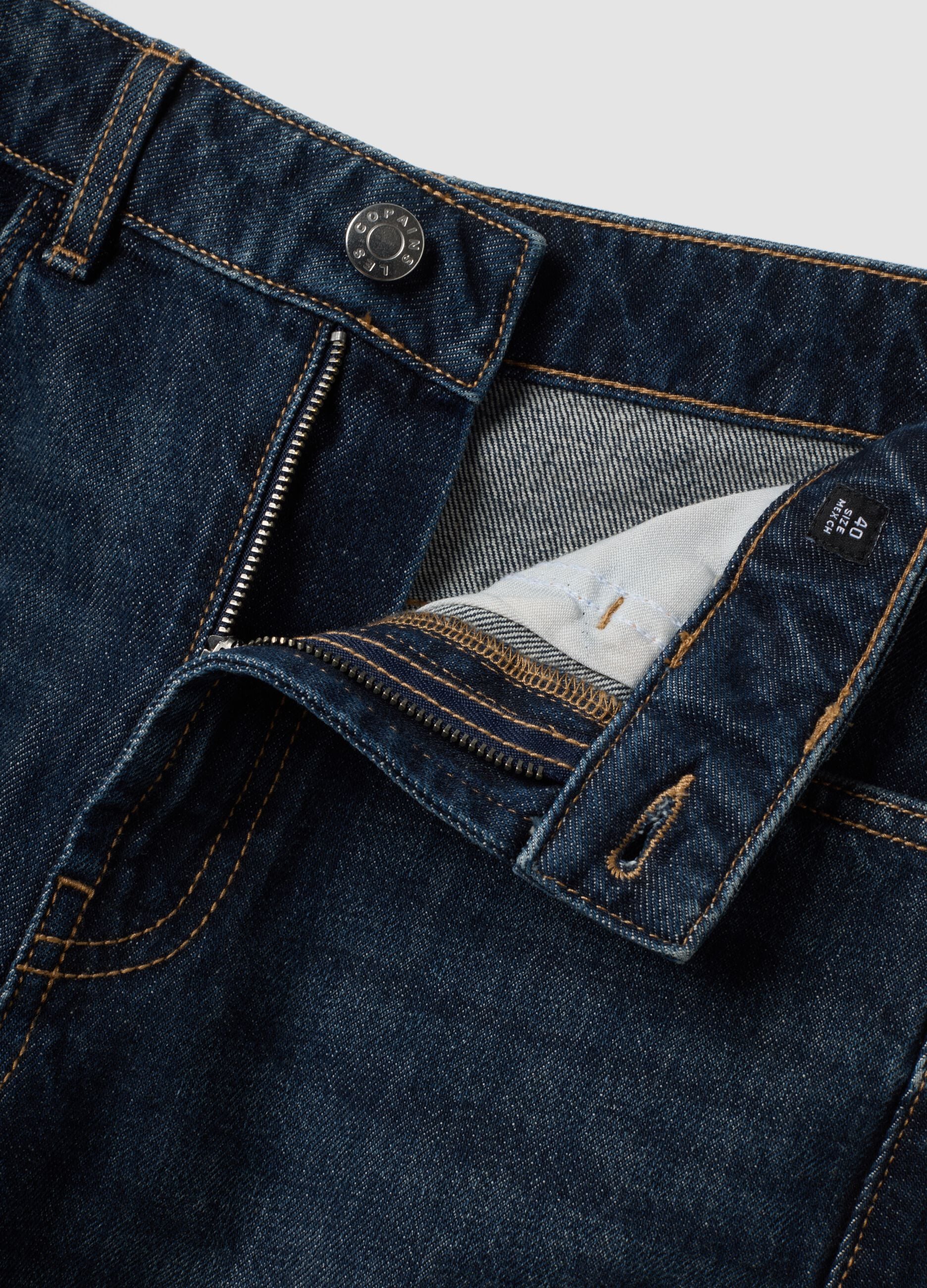 Blaue Balloon-Fit-Jeans aus reiner Baumwolle