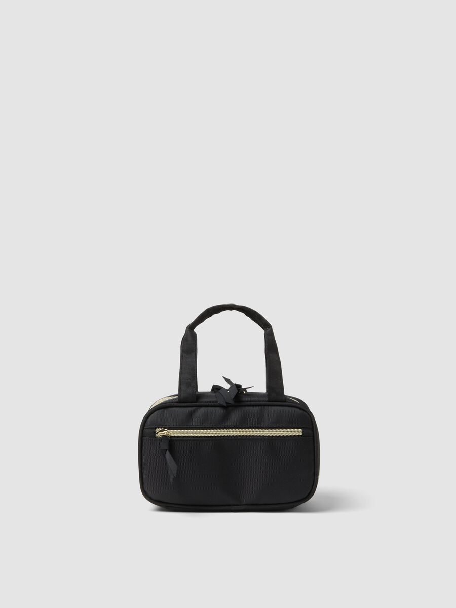 Black toiletry bag with double zip and handles_0