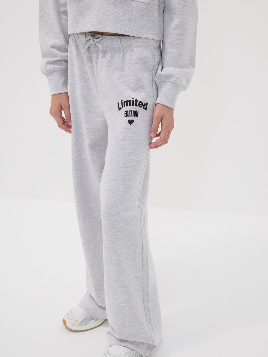 Grey cotton and viscose blend culotte-fit joggers for girls_2
