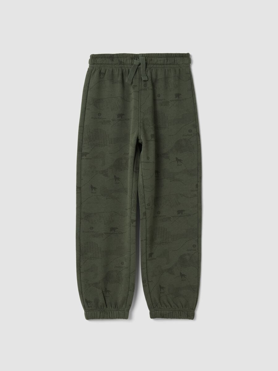 Pantaloni jogger verdi in puro cotone organico over fit_0