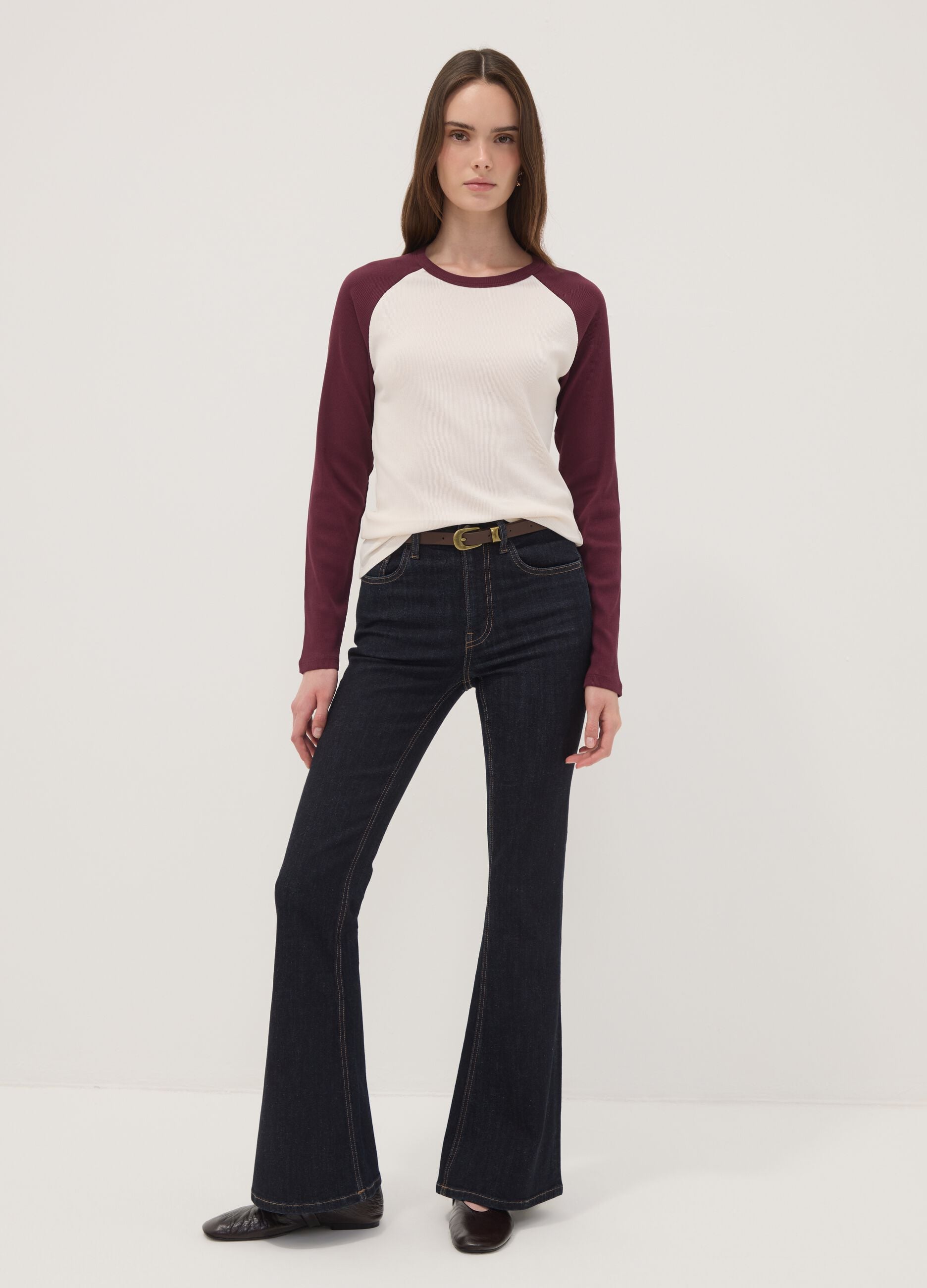 White long-sleeve pure cotton T-shirt