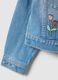 Blue regular fit pure cotton denim jacket with embellishments_2