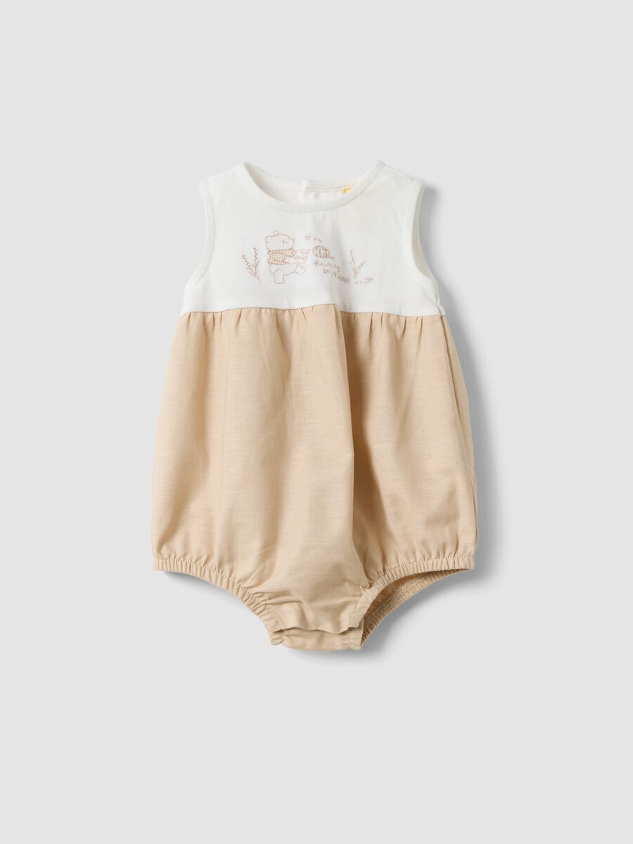 Beige organic cotton baby romper_0