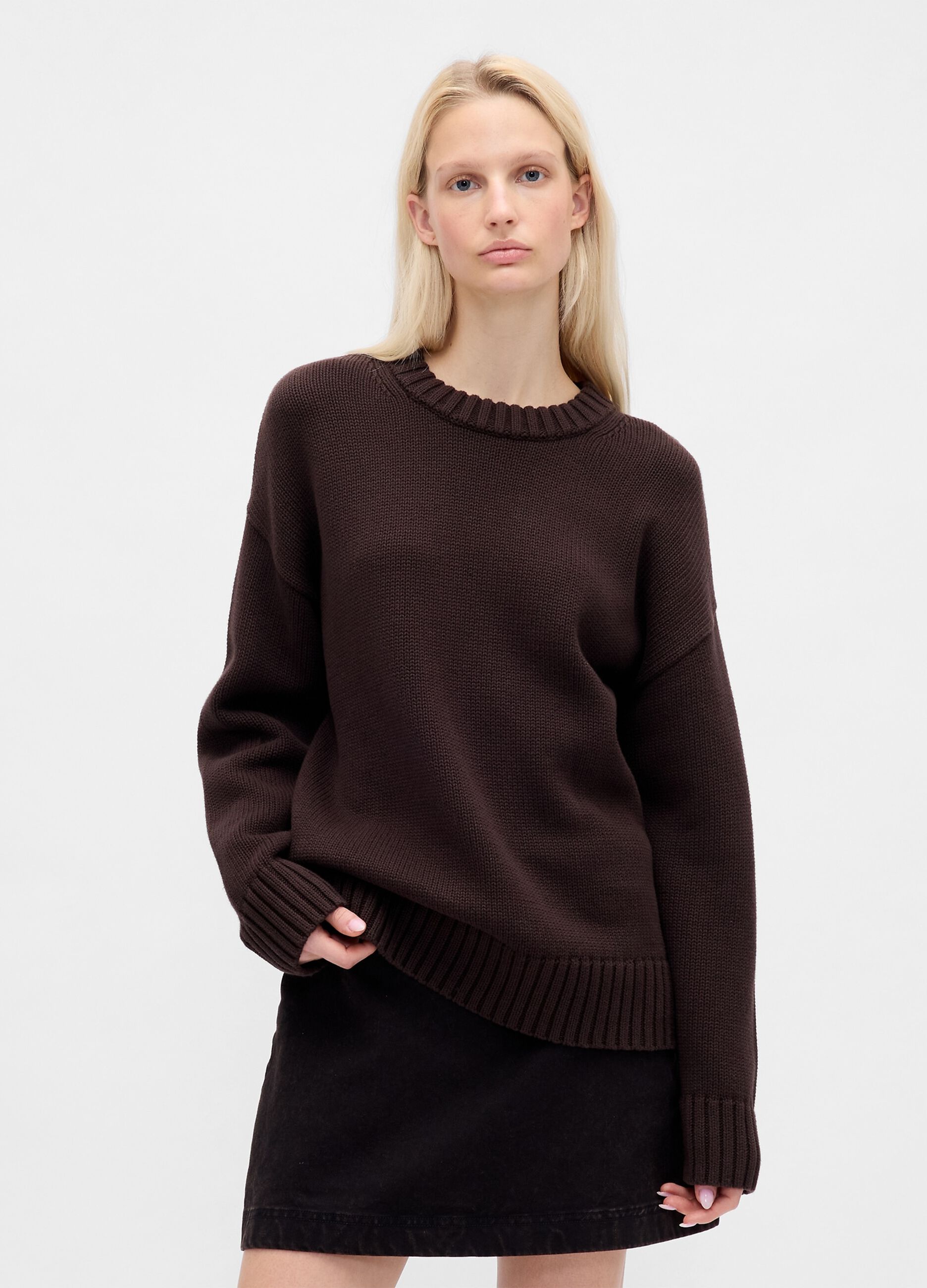 Brauner Baumwollpullover