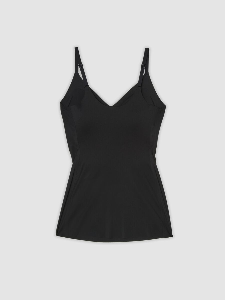 Black stretch-fabric vest top with plunging neckline_6
