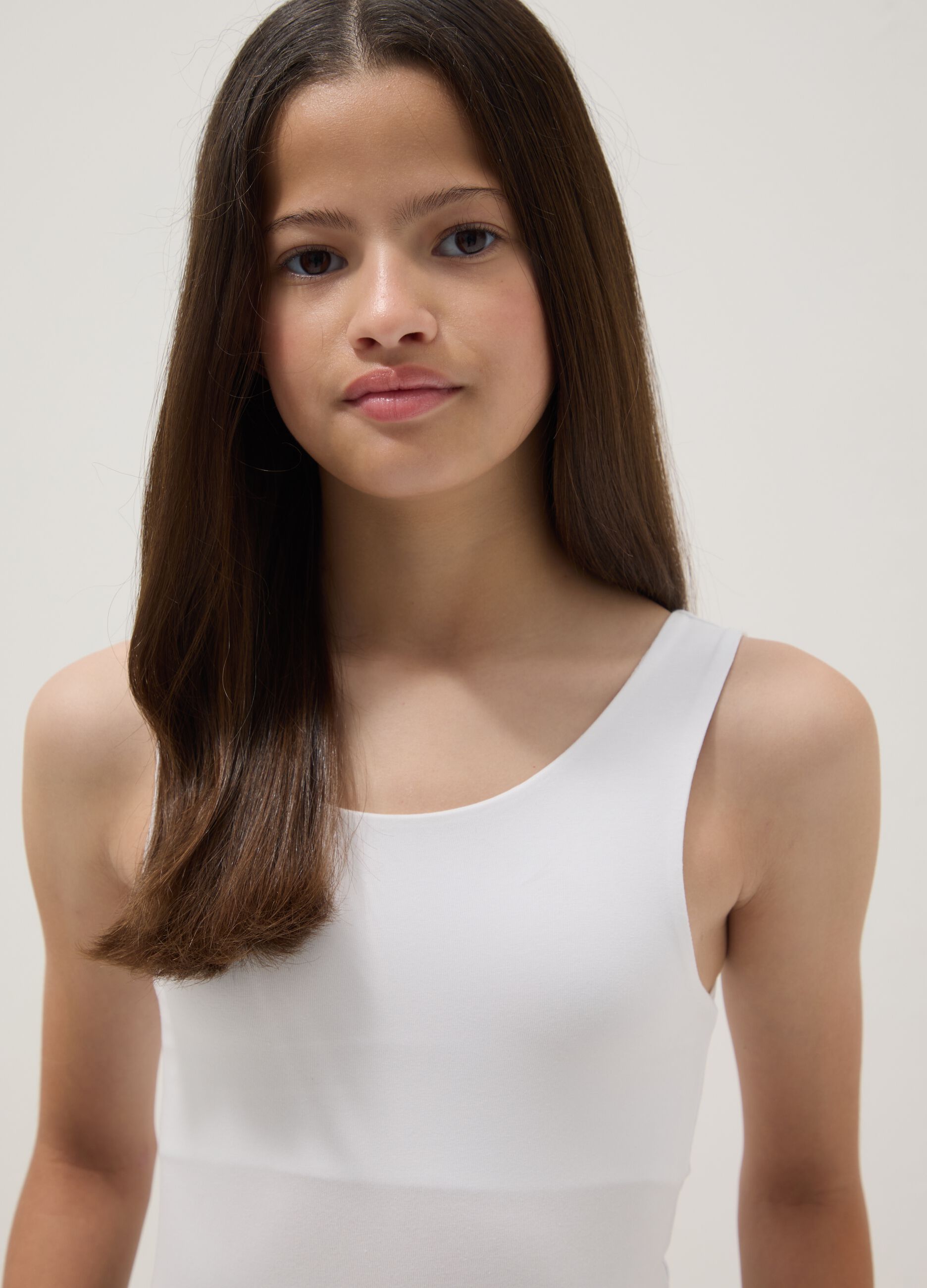 Girls&rsquo; white fitted stretch-cotton bodysuit