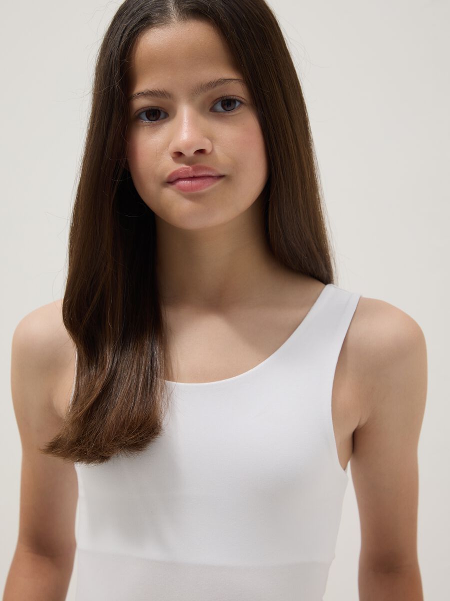 Girls&rsquo; white fitted stretch-cotton bodysuit_2
