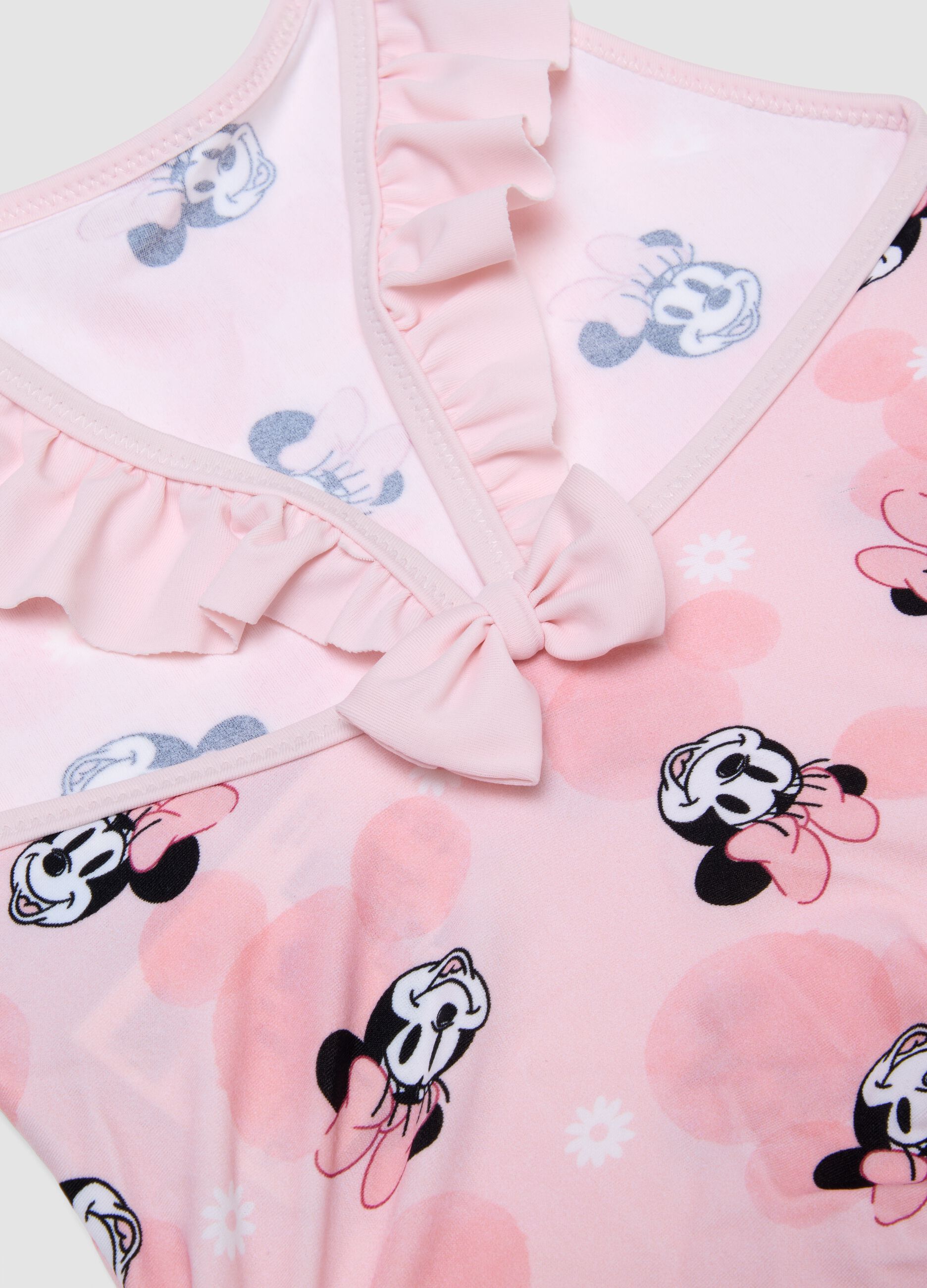 Pink ruffle swimsuit in stretch fabric