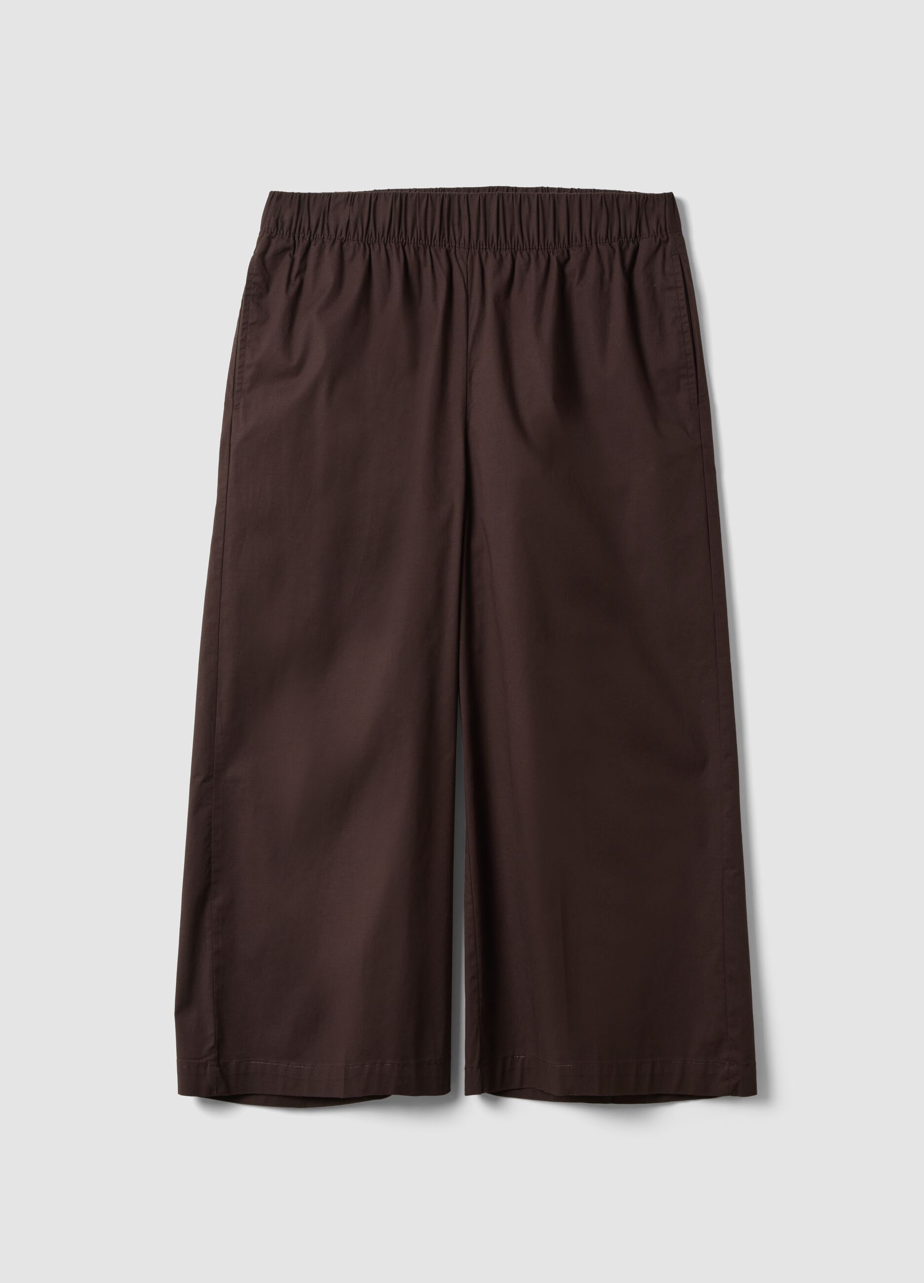 Braune Wide-Leg-Hose aus Stretch-Baumwolle
