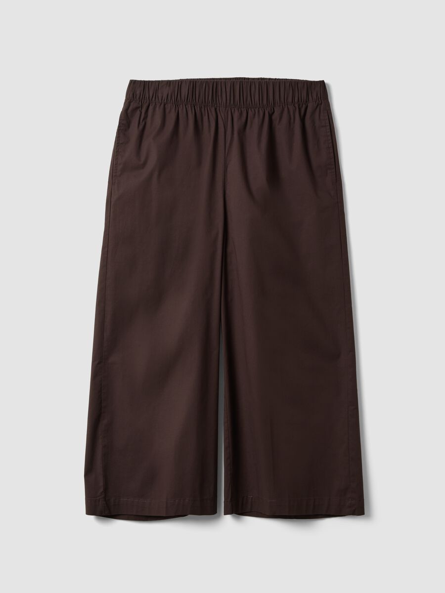 Brown stretch cotton wide-leg trousers_4
