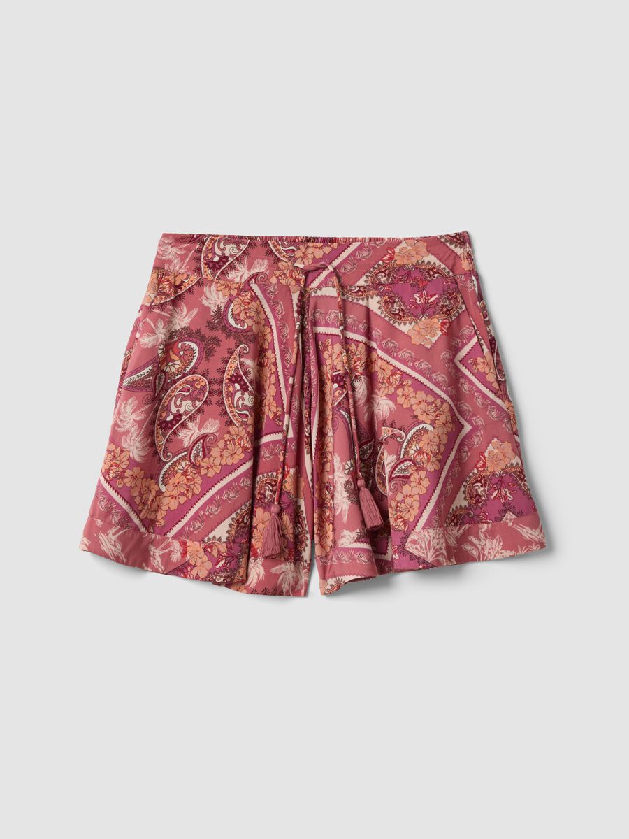 Pink patterned shorts with elasticated waist_0