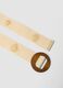 Beige woven belt with brown wooden buckle and embellishments_1