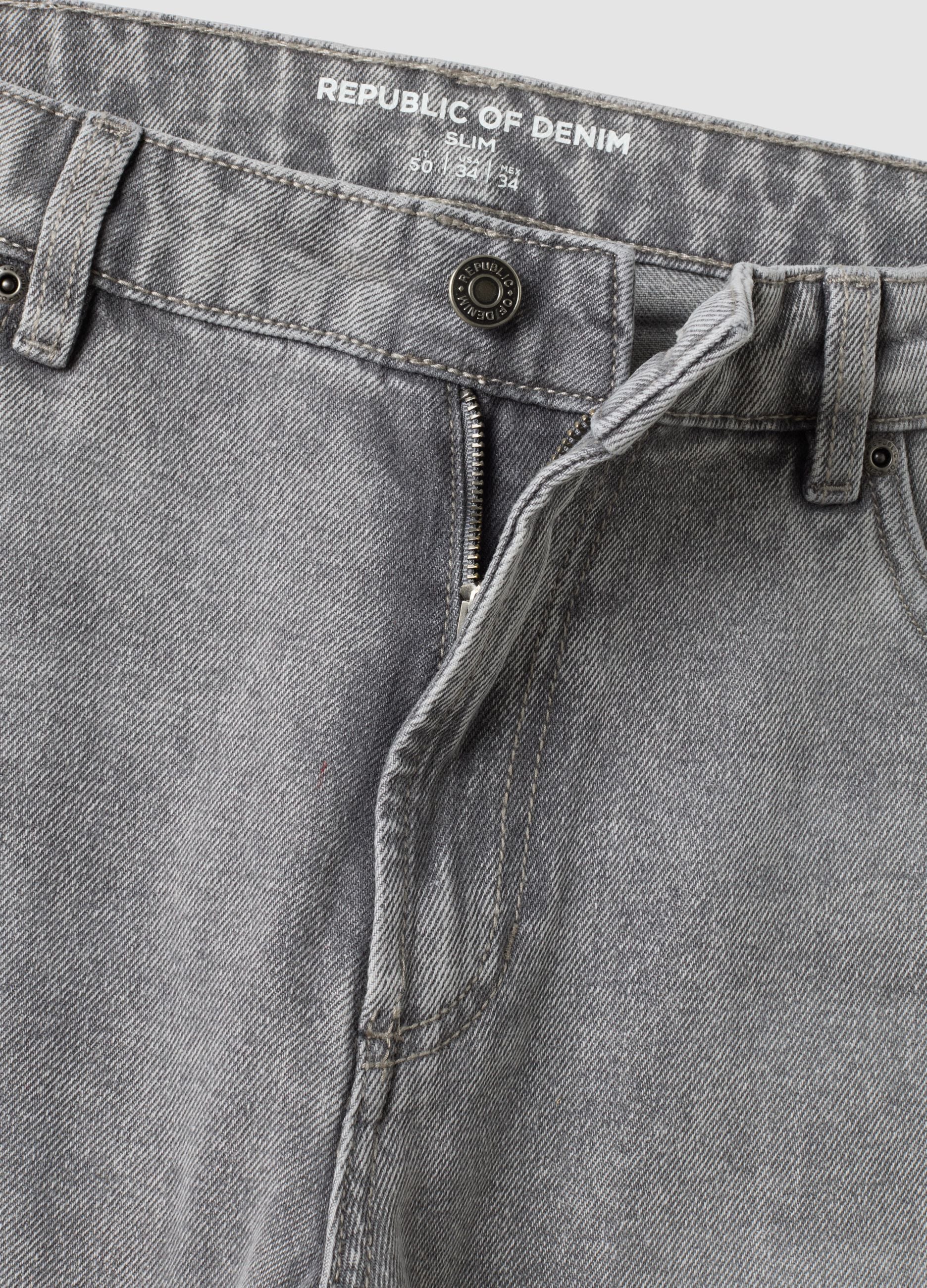 Grey slim-fit jeans in cotton and viscose blend