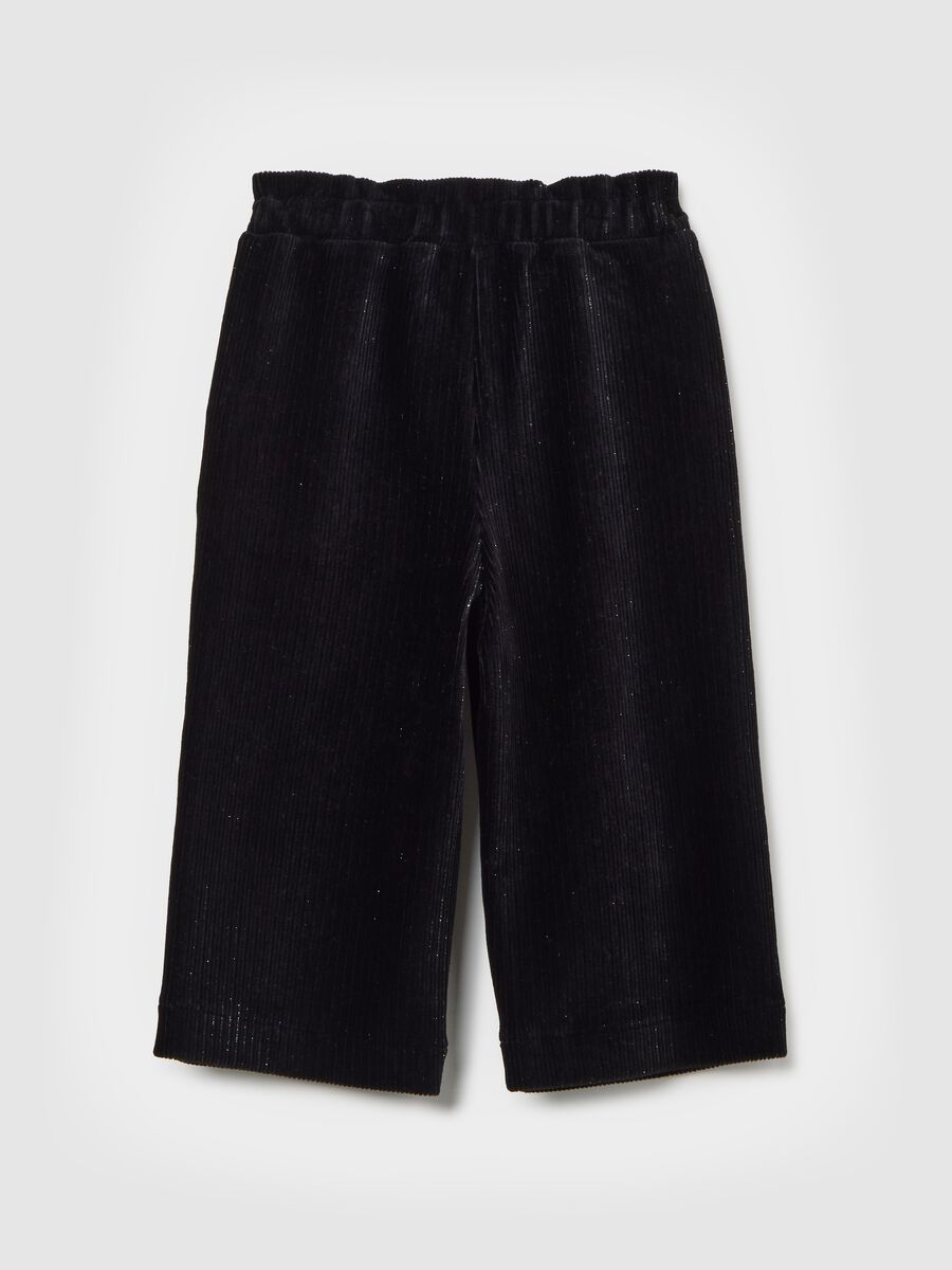 Girls' Wide Black Cotton Blend Trousers_2