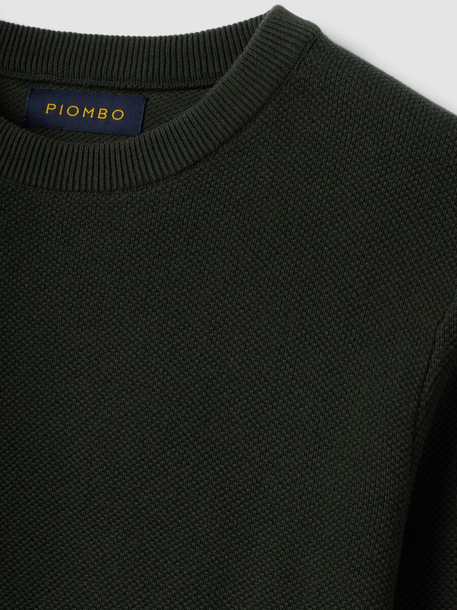 Green pure cotton crew-neck jumper, regular fit_5