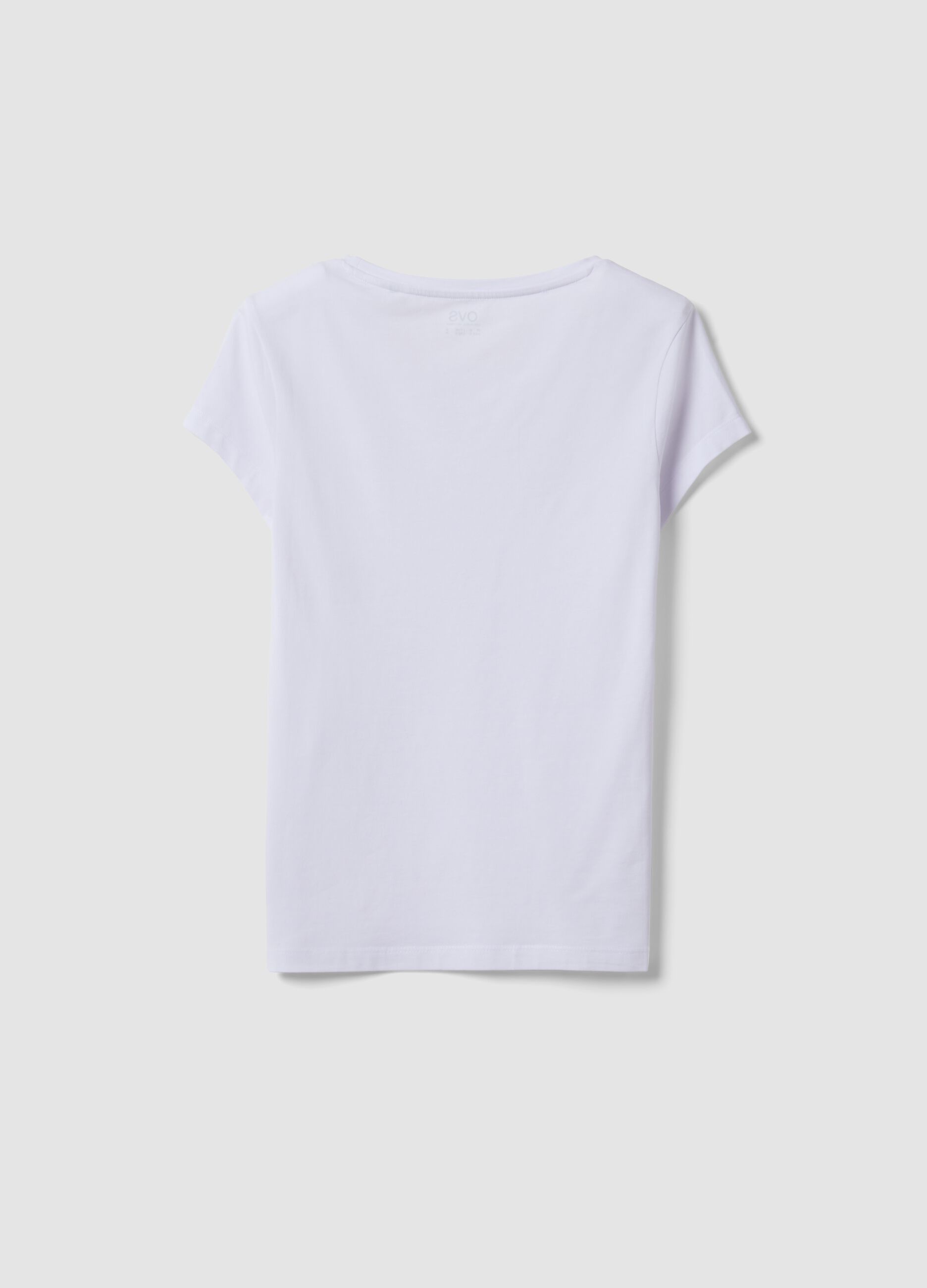 Wei&szlig;es T-Shirt aus elastischer Baumwolle mit Rundhalsausschnitt, Regular Fit