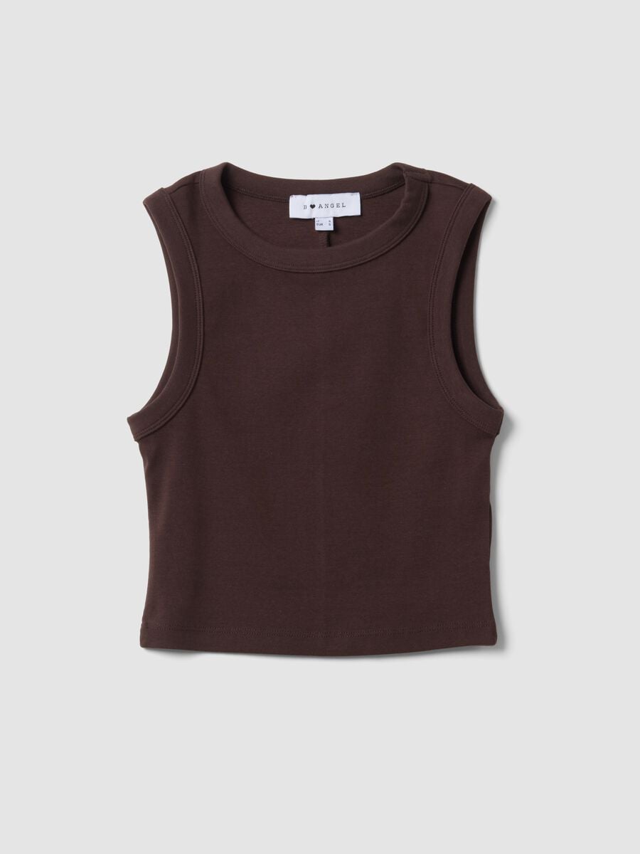 Braunes Crop-Top aus elastischer Baumwolle_4
