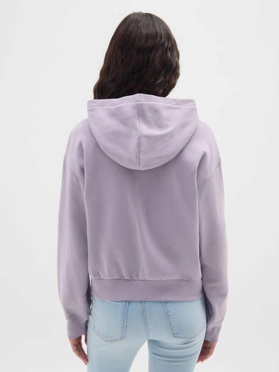 Girls' purple hoodie in pure cotton regular fit with hood and zip_1
