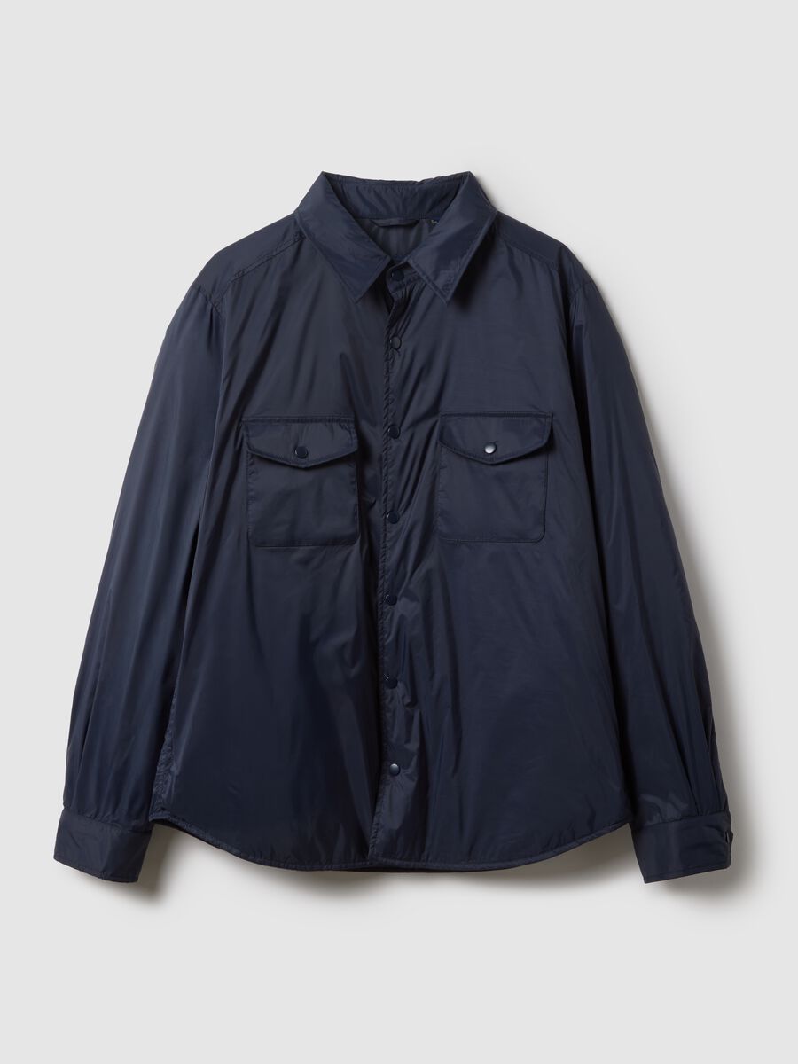 Blue lightweight regular fit jacket with zip_0