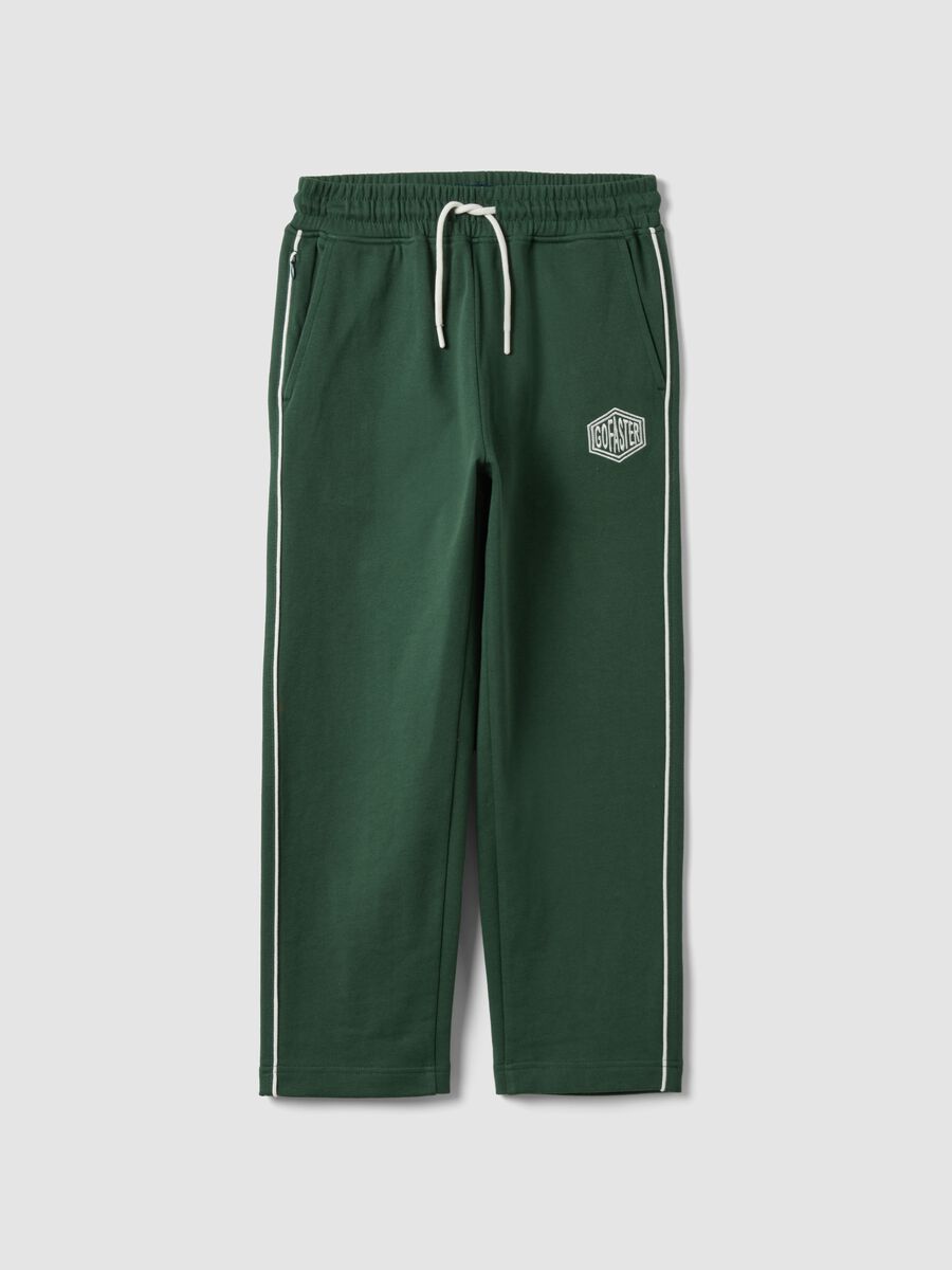 Pantaloni jogger verdi in puro cotone con coulisse_0