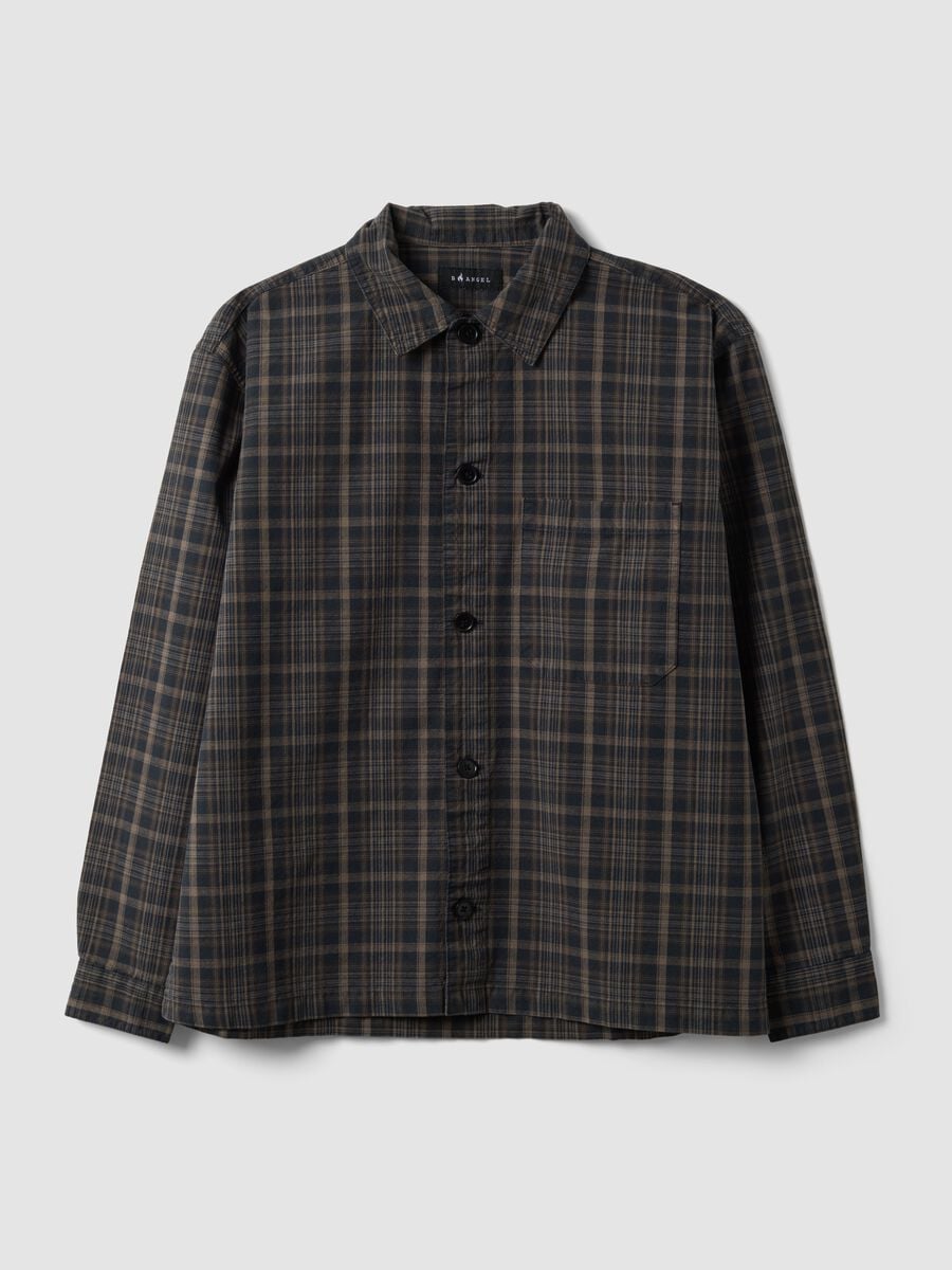 Multicolour pure cotton check shirt, oversized fit_0