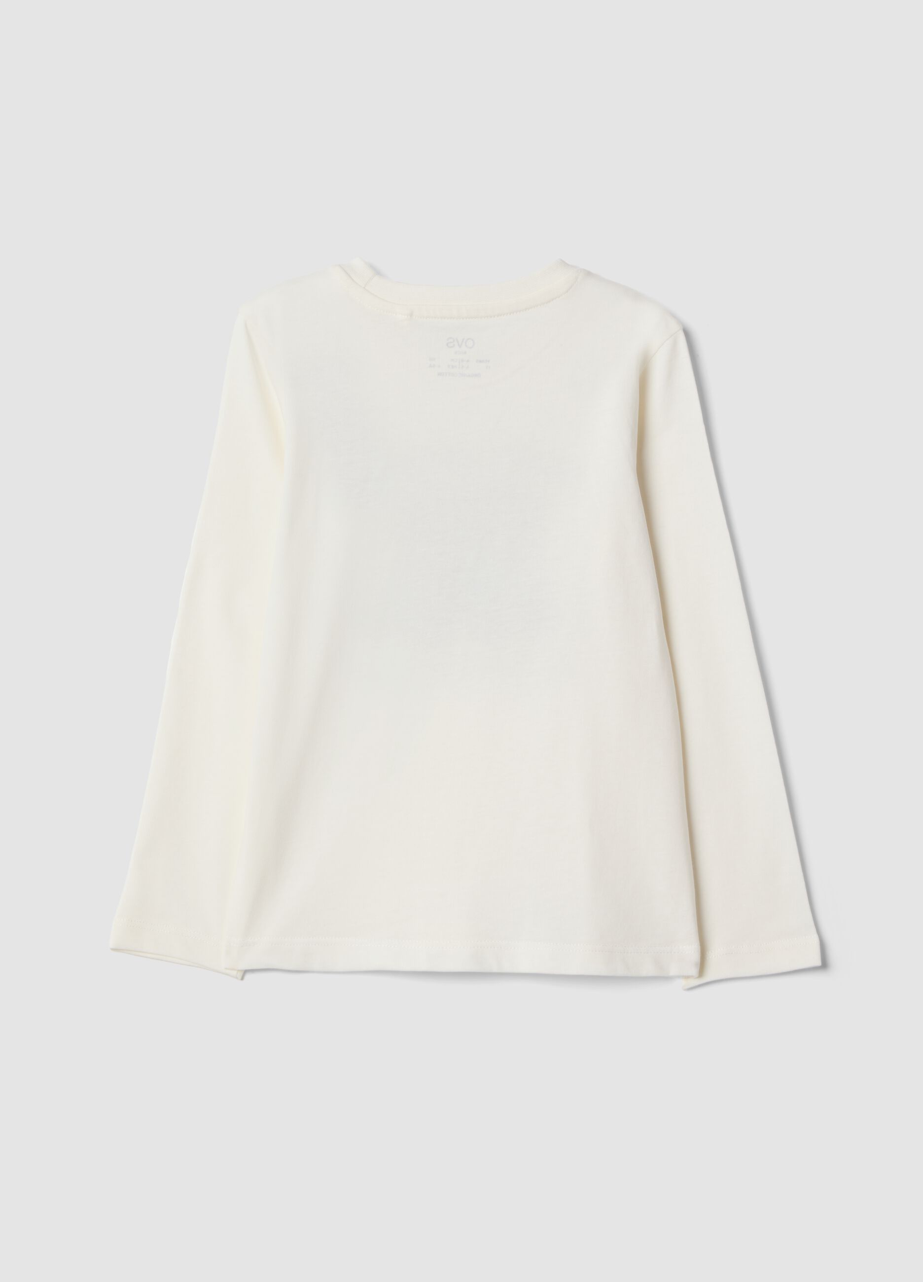White pure organic cotton T-shirt with teddy print for girls