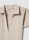 Beige Stretch Cotton Polo Regular Fit Deep V_5