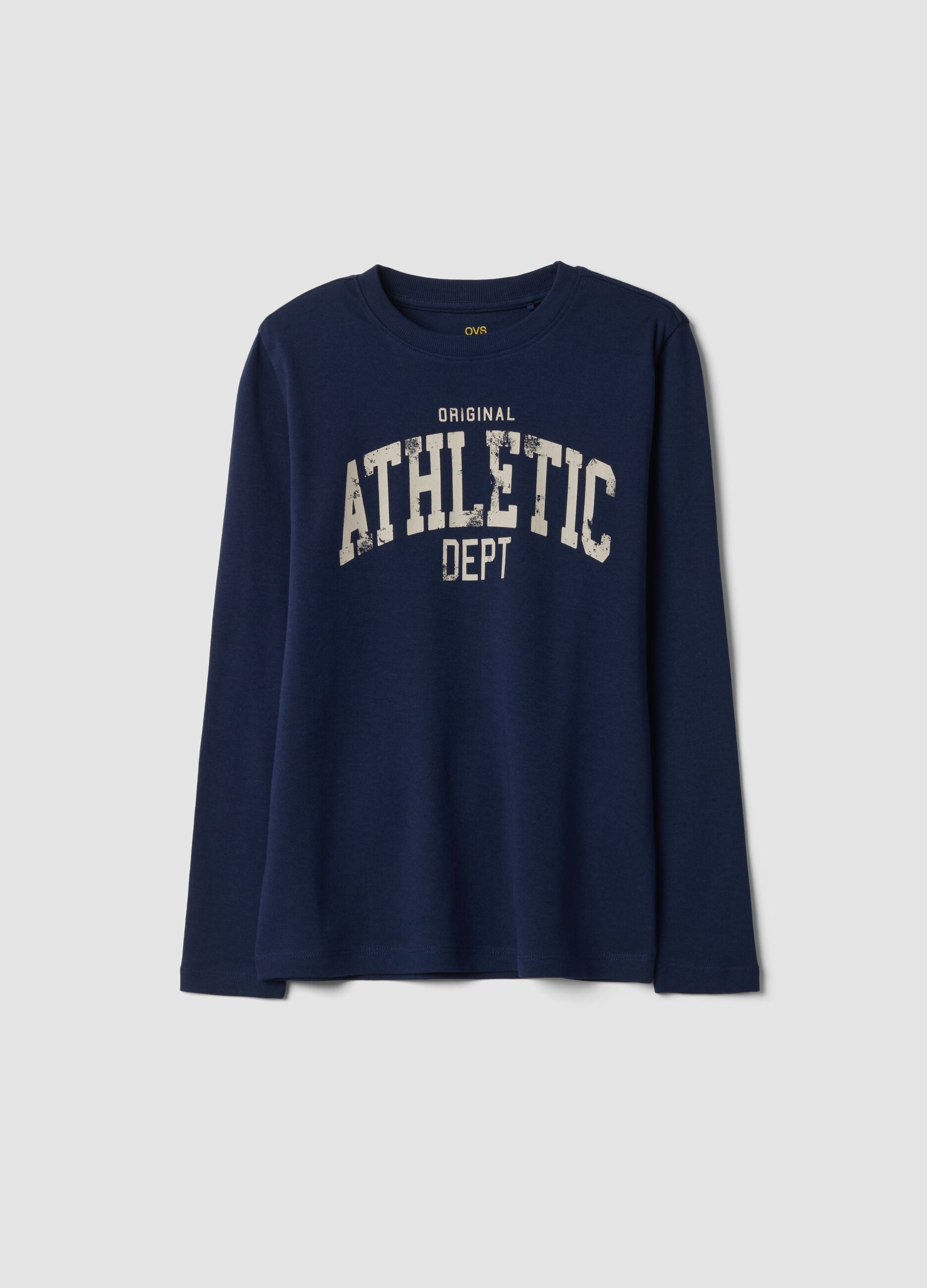 Blue organic cotton crew-neck T-shirt