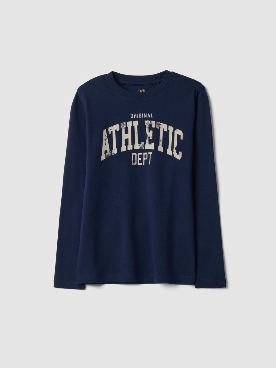Blue organic cotton crew-neck T-shirt_0
