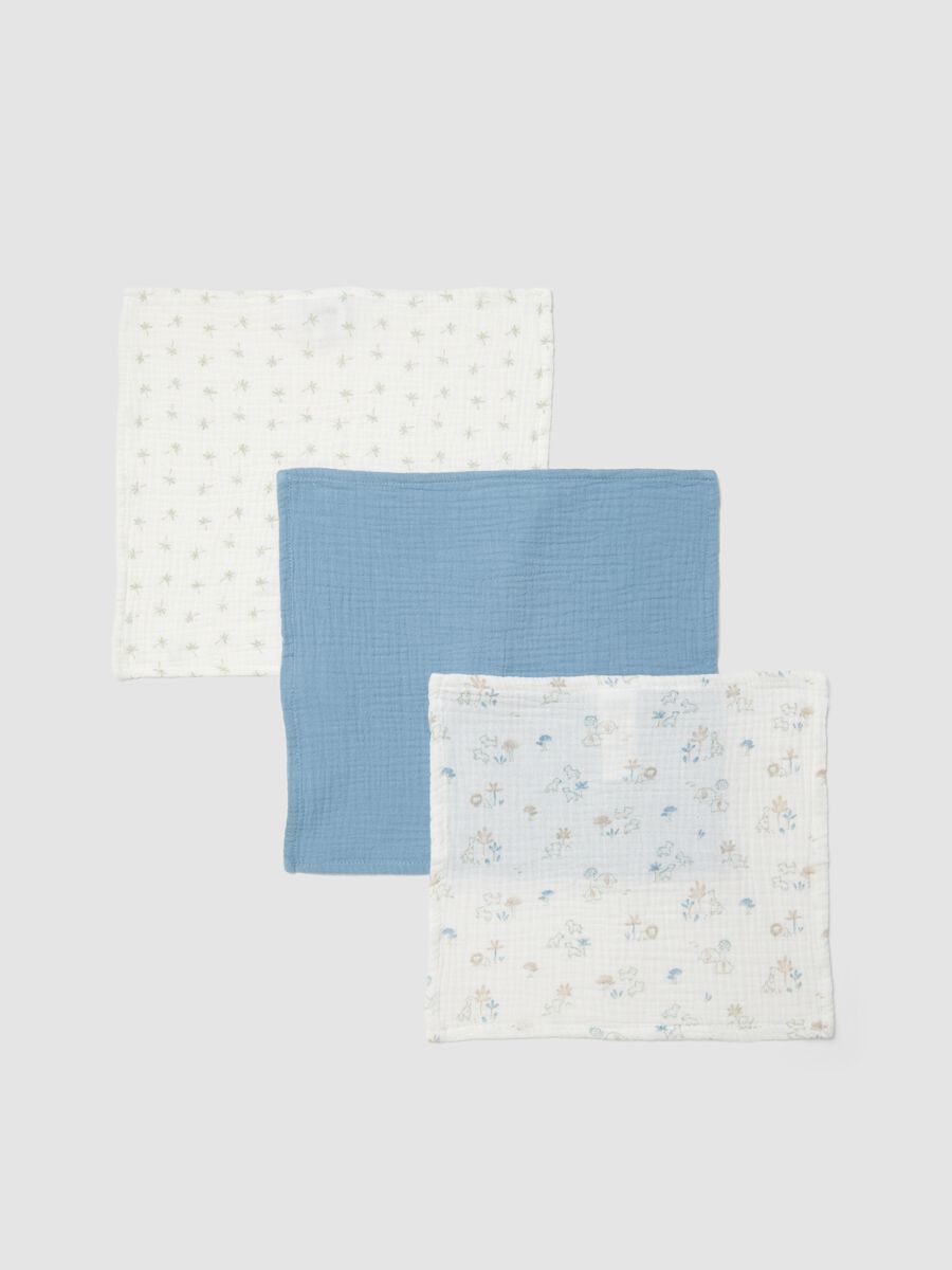 Pack de 3 fraldas de ombro multicolor em 100% algod&atilde;o para rec&eacute;m-nascido_0