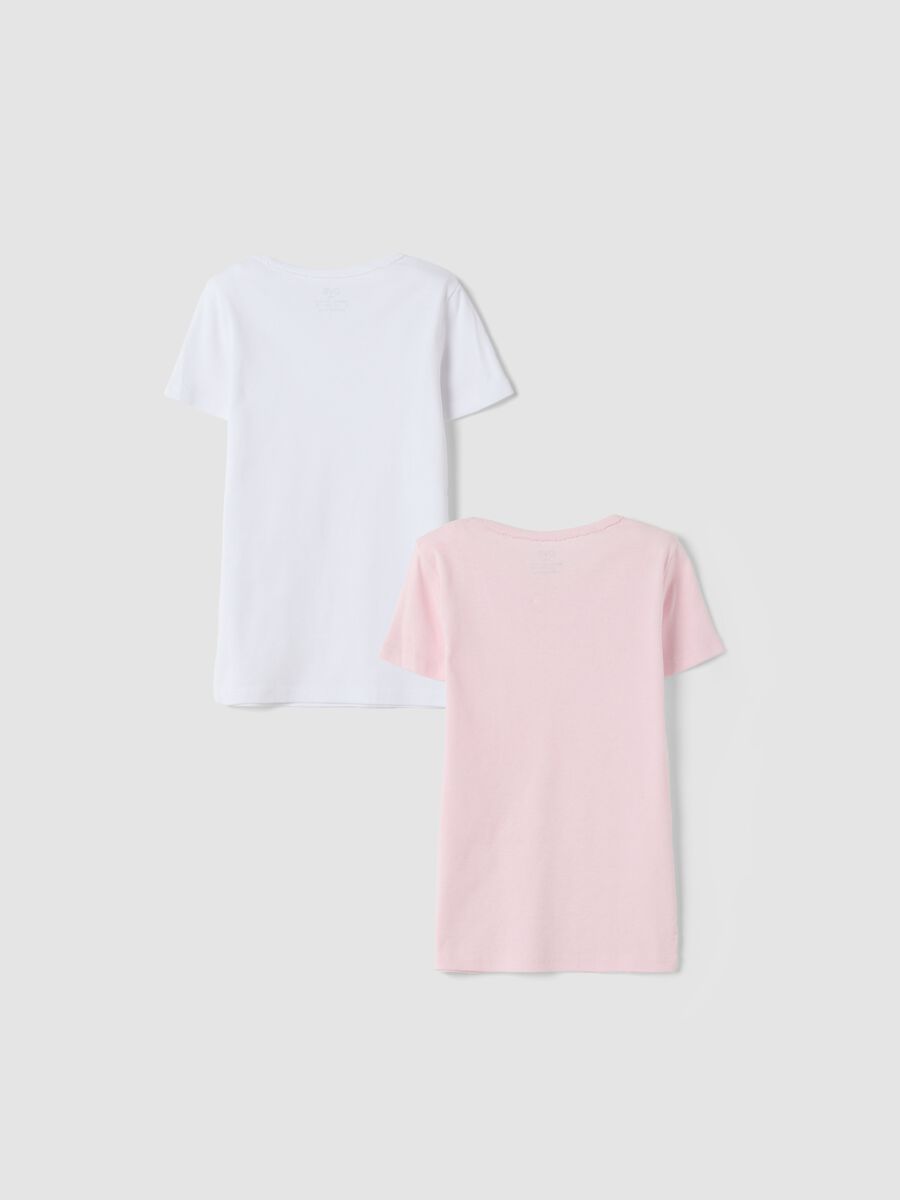 Bipack t-shirt rosa e bianco in puro cotone organico girocollo_1