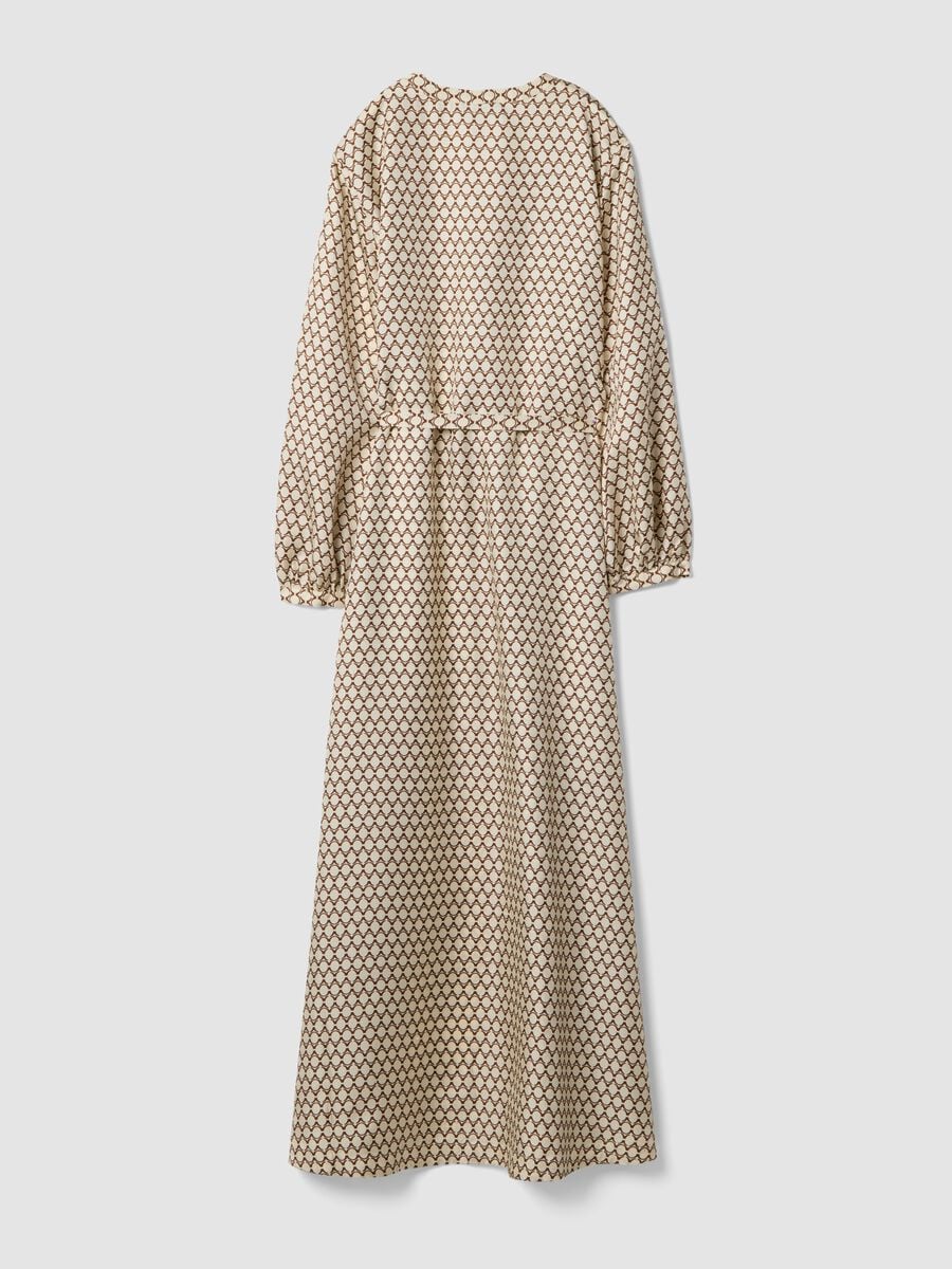 Wei&szlig;es Slim-Fit-Kleid aus reiner Seide mit Muster_2