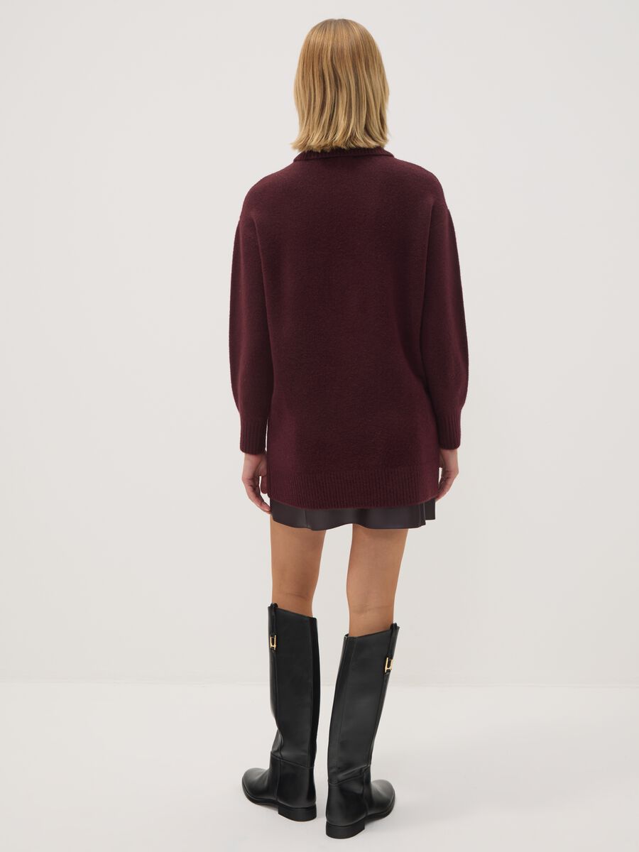 Purple stretch wool roll-neck dress_3