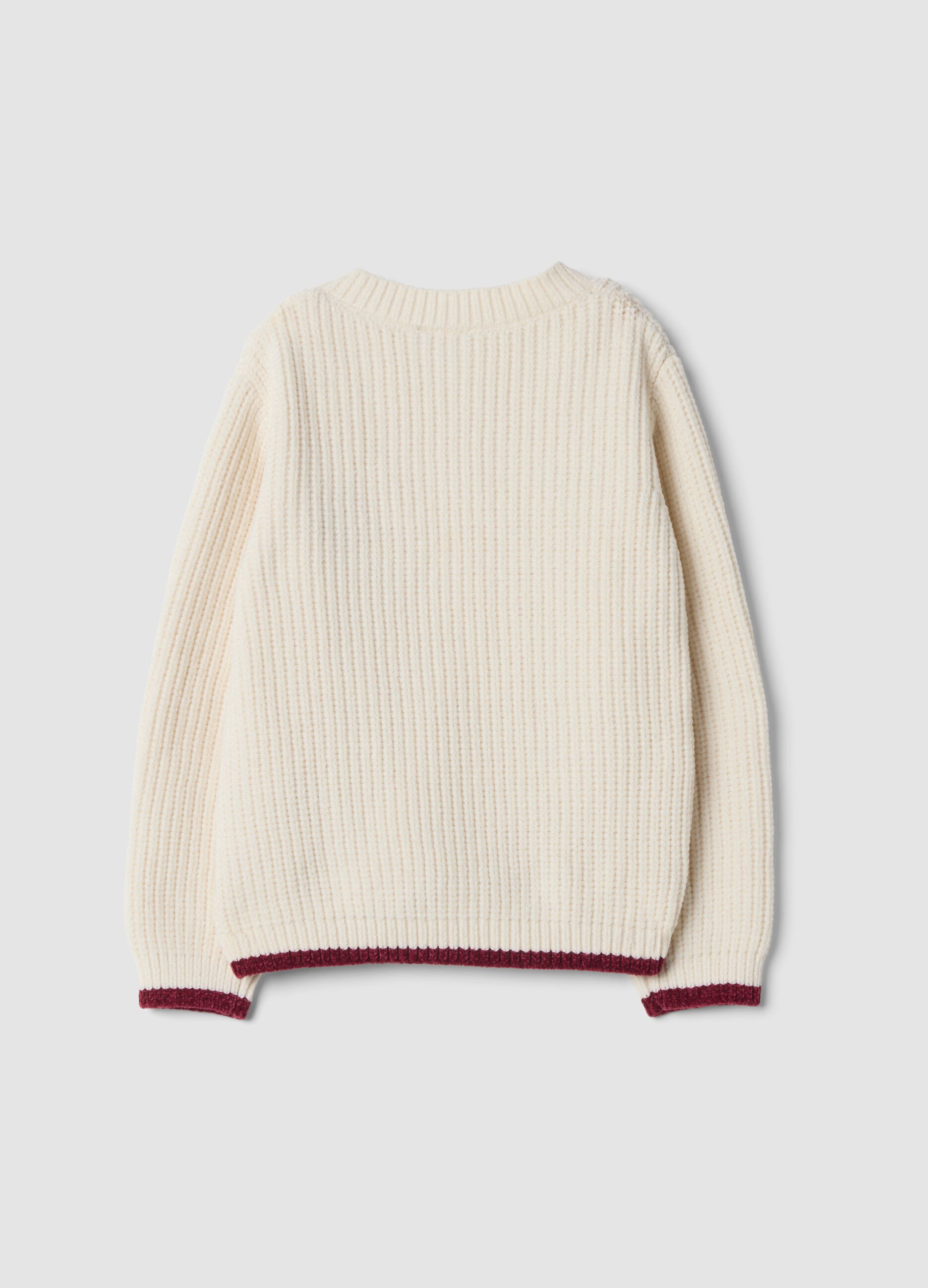Weisse Strickjacke mit Herzstickerei, Regular Fit
