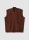 Gilet marrone in misto lana con zip_0
