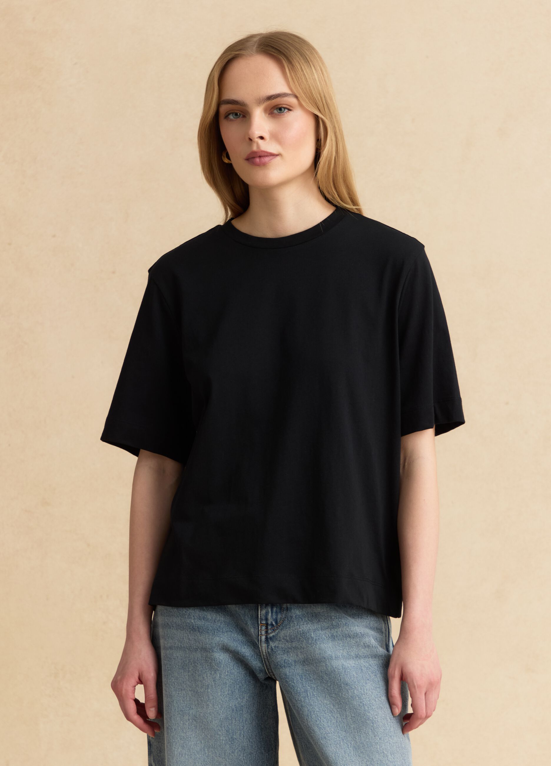 Black pure cotton short-sleeve T-shirt