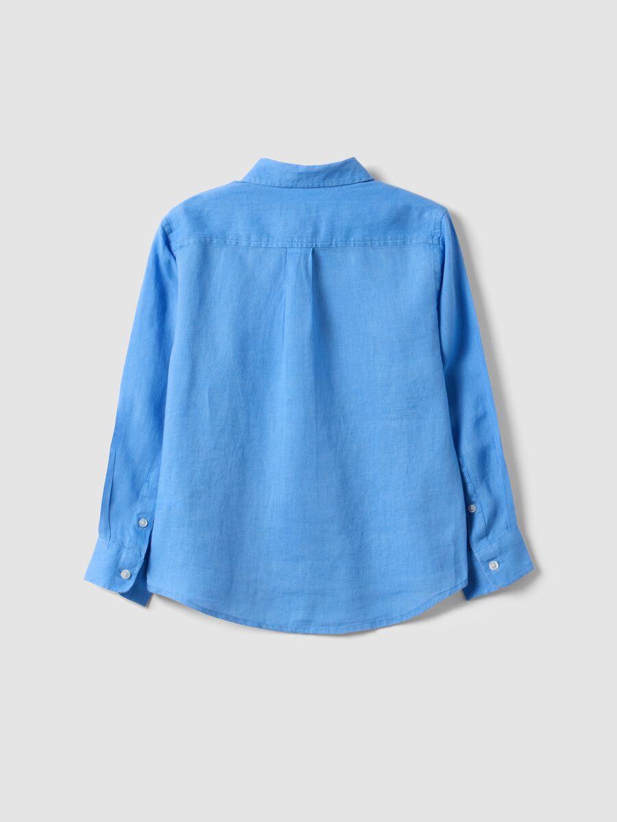 Kids&rsquo; oversized-fit light blue pure linen shirt_4
