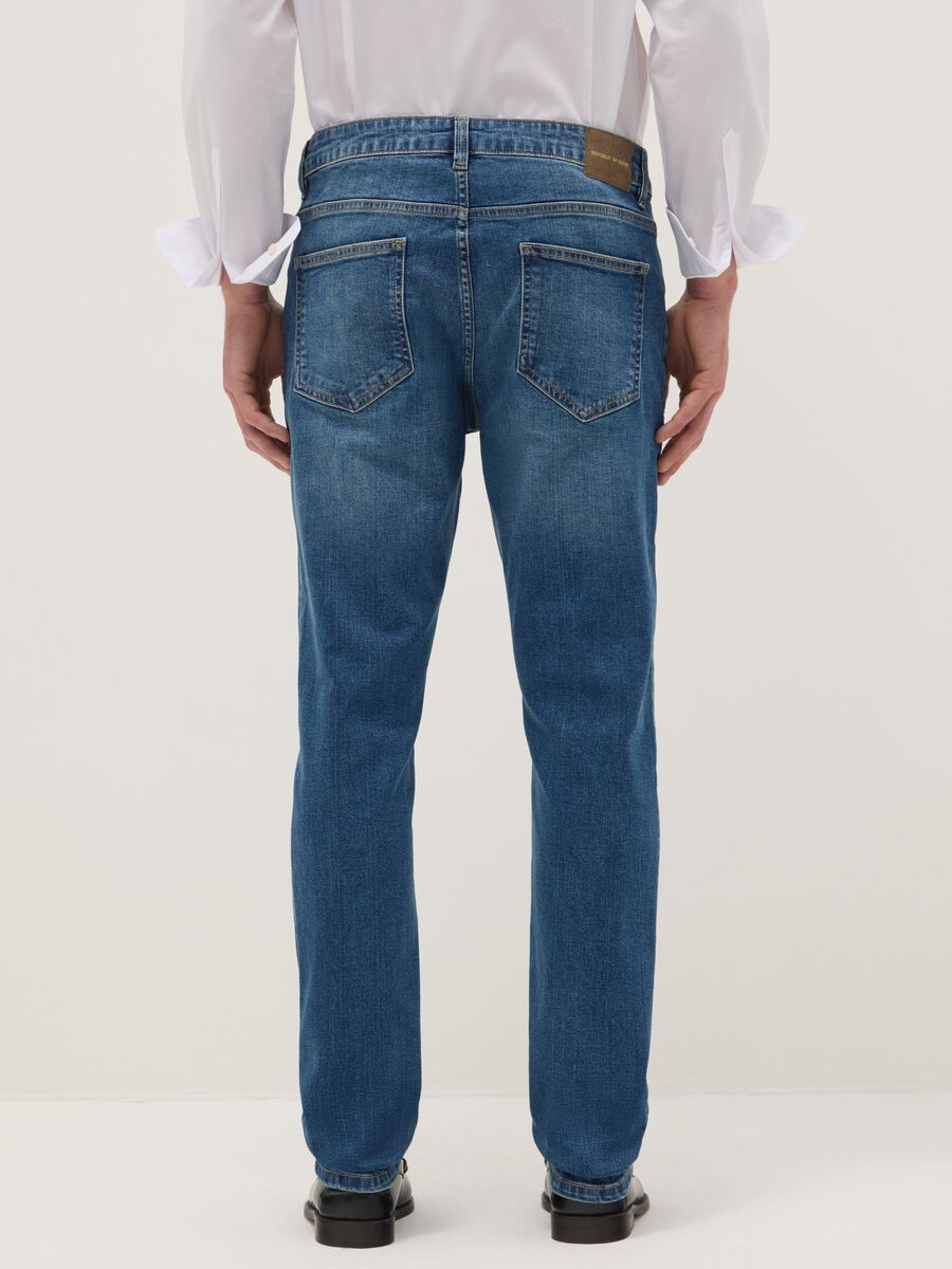 Blue stretchy skinny fit denim cotton jeans_2