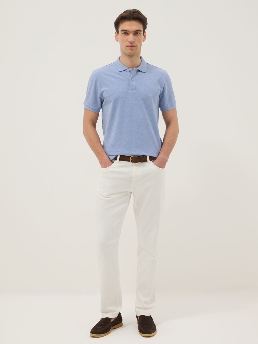 White stretch cotton slim fit jeans with five pockets_0