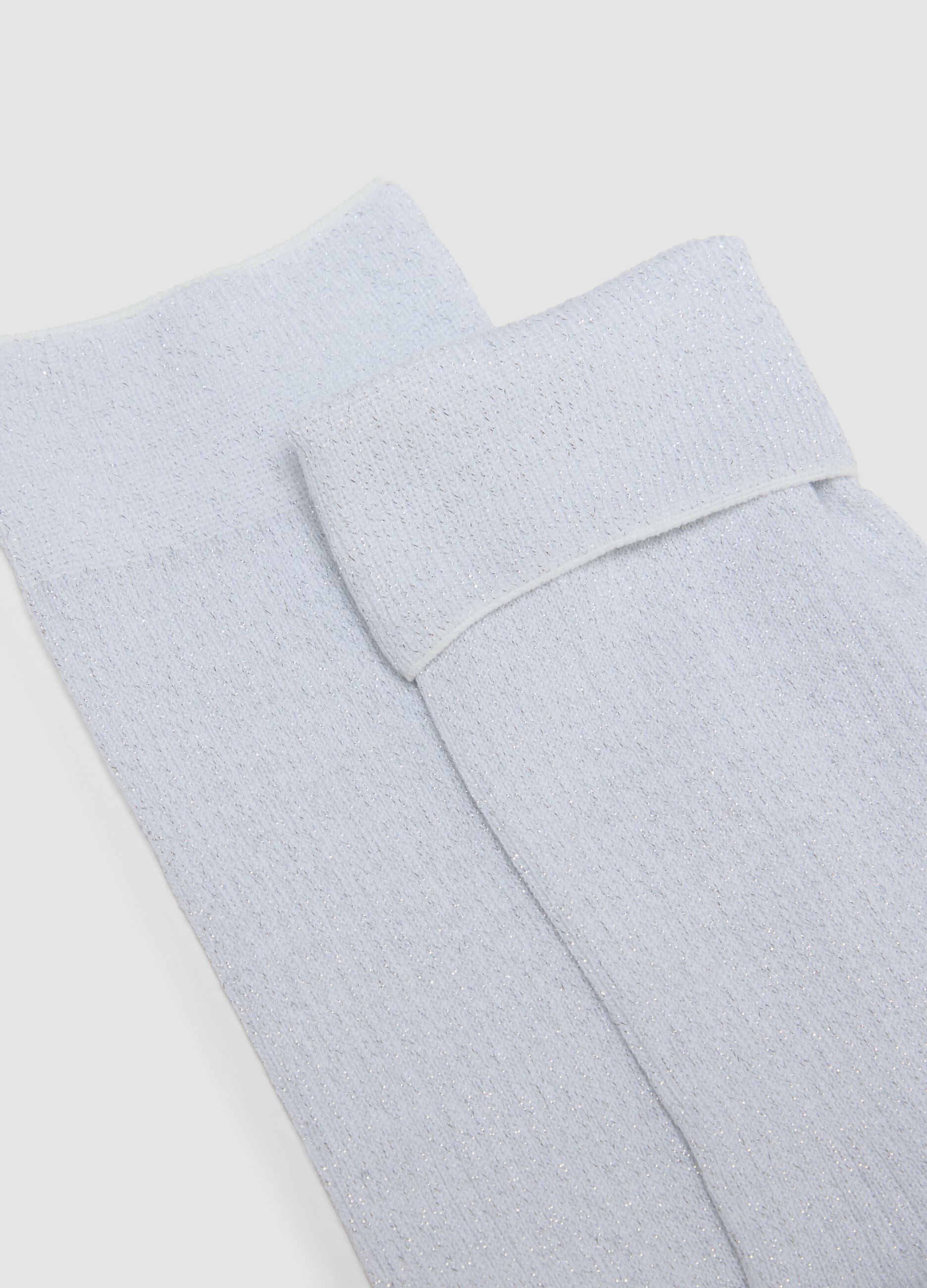 Blue stretch cotton socks with glitter