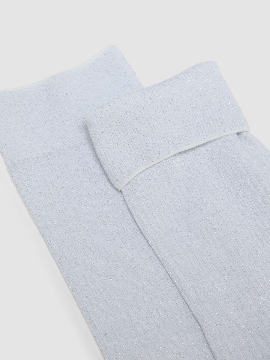Blue stretch cotton socks with glitter_2