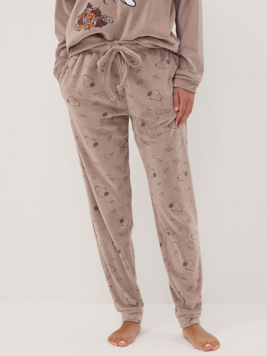 Pigiama marrone girocollo regular fit con stampa Snoopy_2