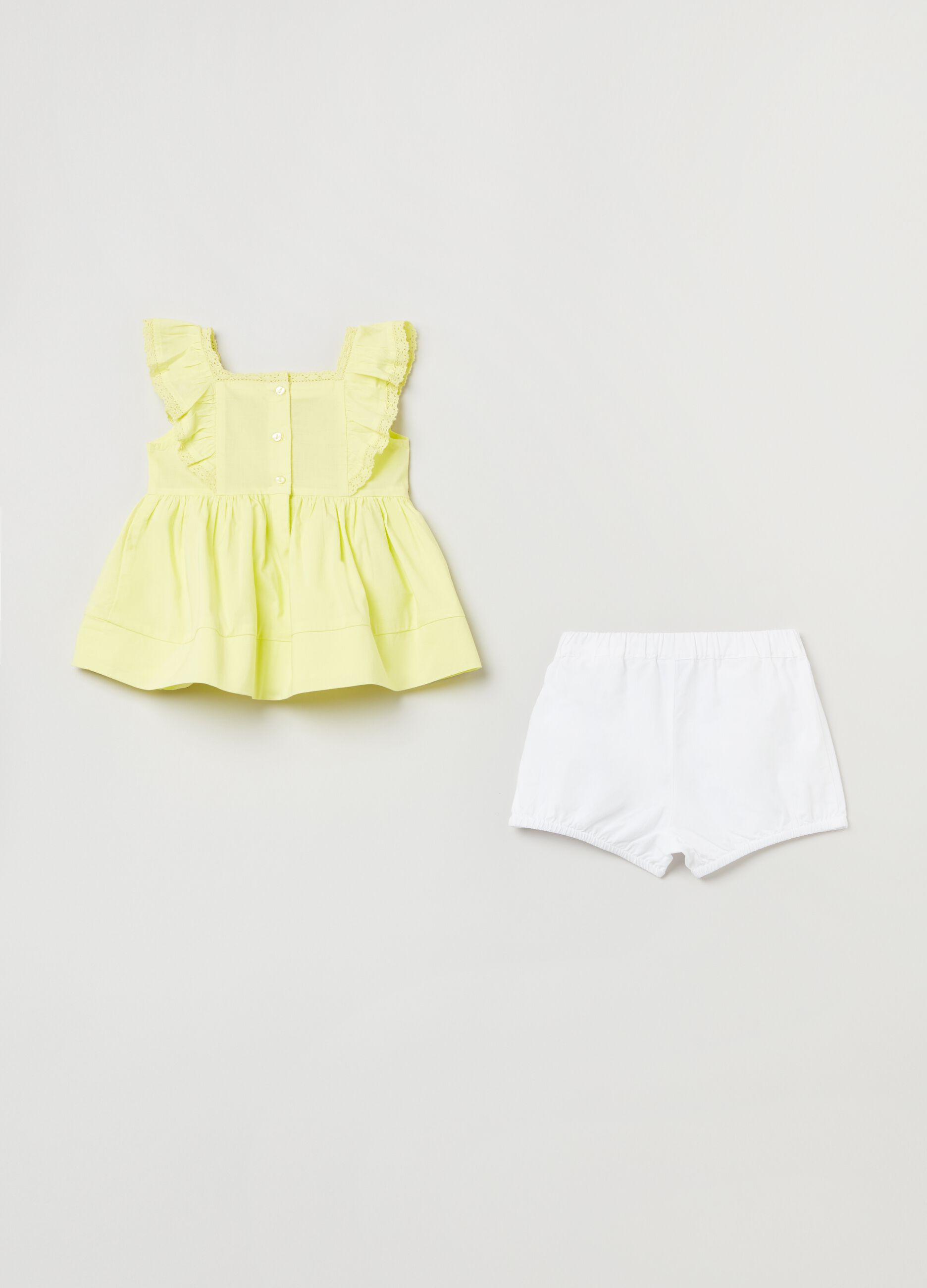 Dress with flounce and culottes set