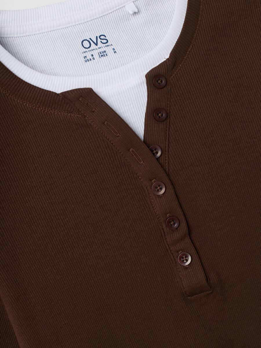 Brown crew-neck T-shirt in pure cotton, regular fit_1
