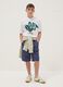 Blue pure cotton shorts with elasticated waist_0