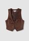 Gilet marrone in tessuto elasticizzato con borchie regular fit_0