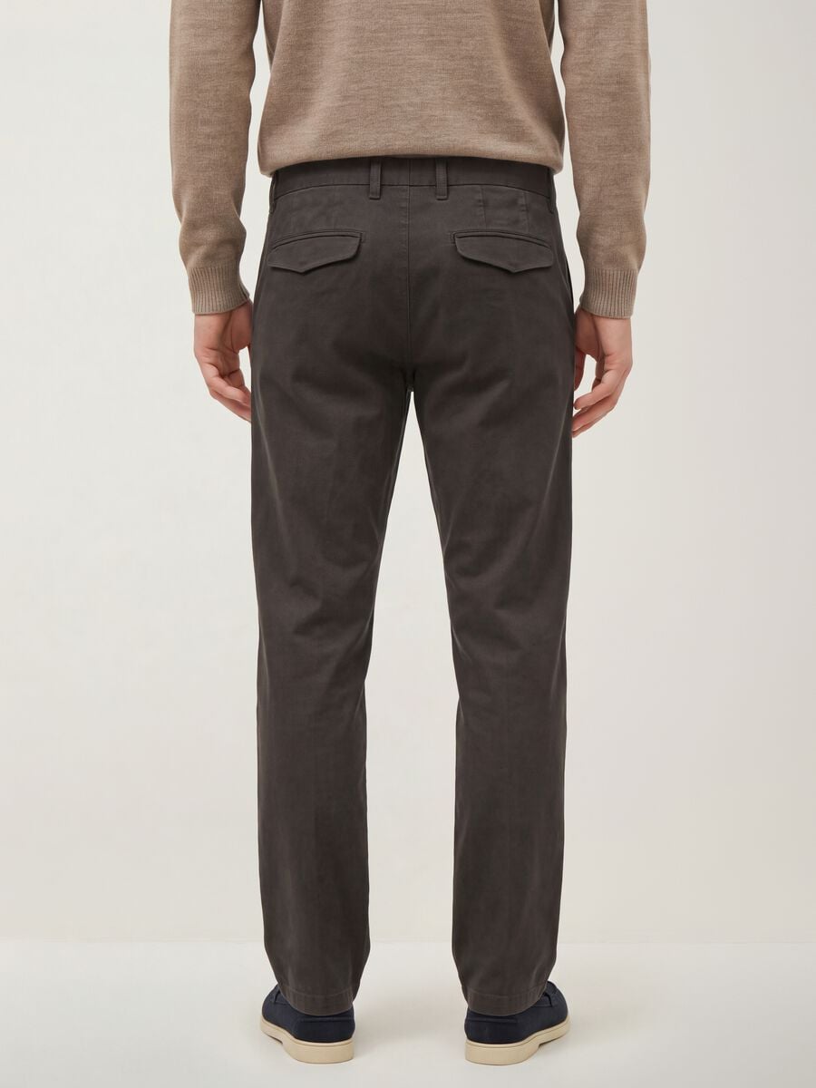 Green cotton chino trousers, regular fit_3