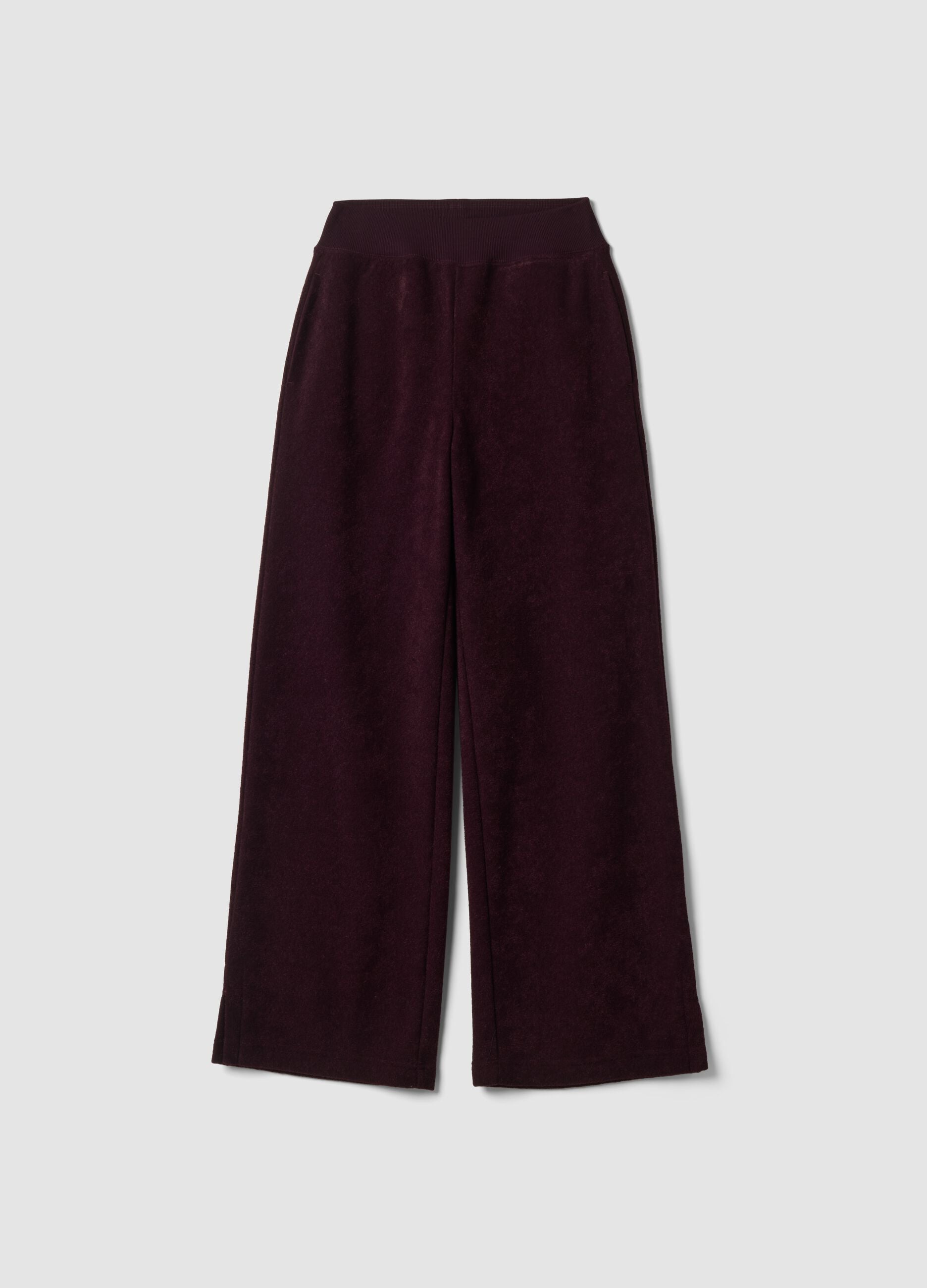 Purple viscose-blend straight-fit trousers