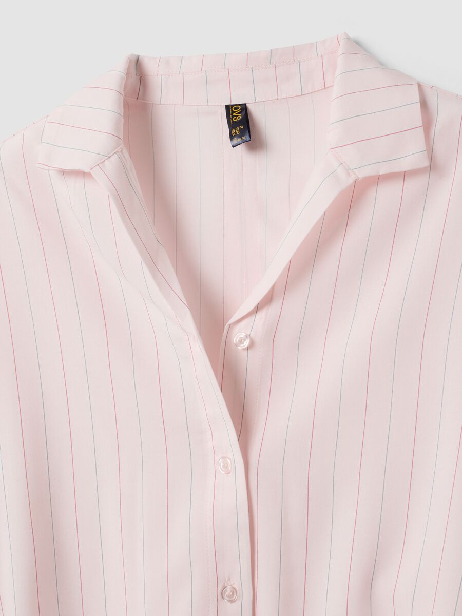 Pink pure viscose striped V-neck pyjamas, regular fit_5
