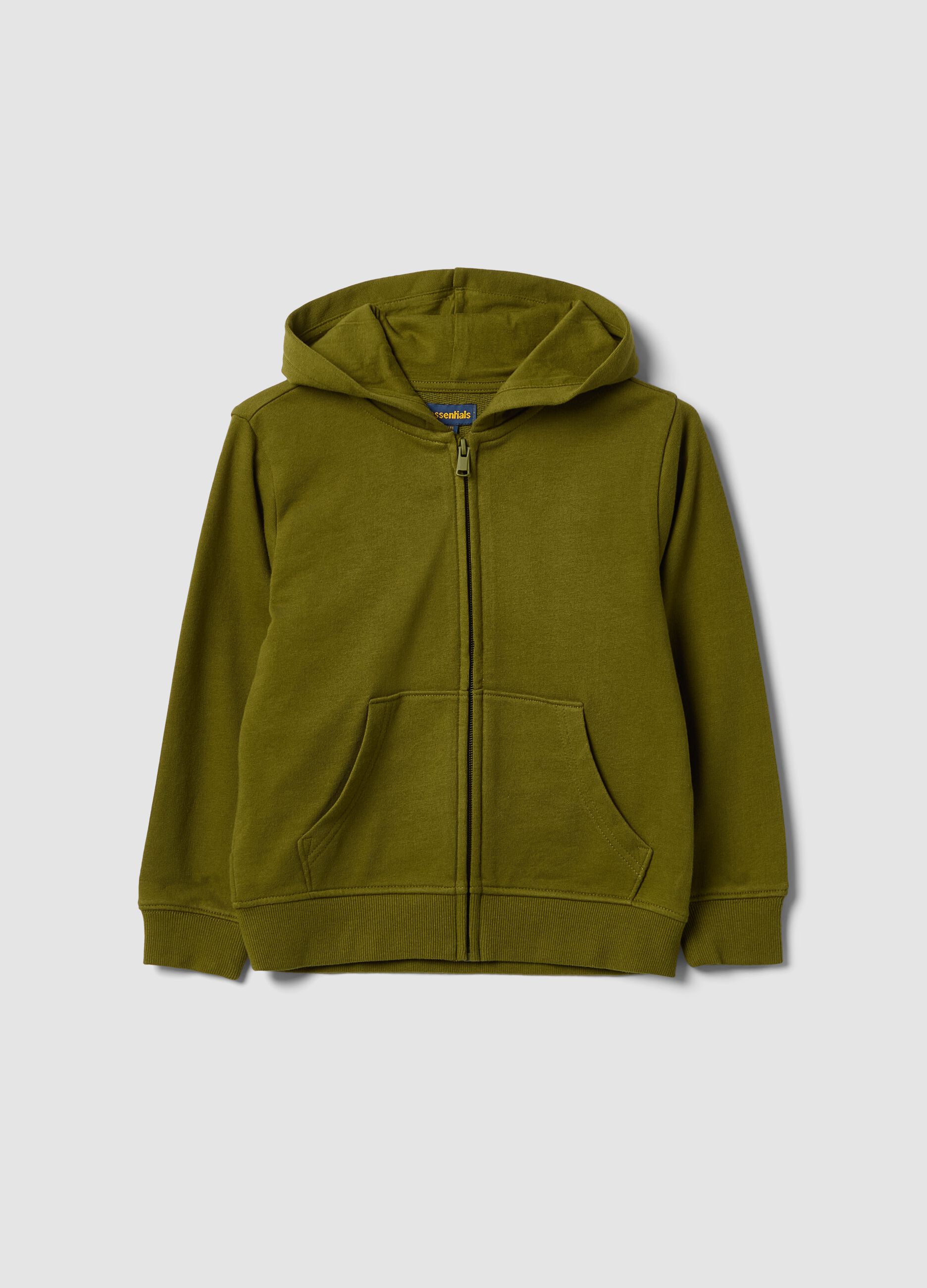 Sudadera verde con capucha de algod&oacute;n org&aacute;nico puro para ni&ntilde;o, corte regular